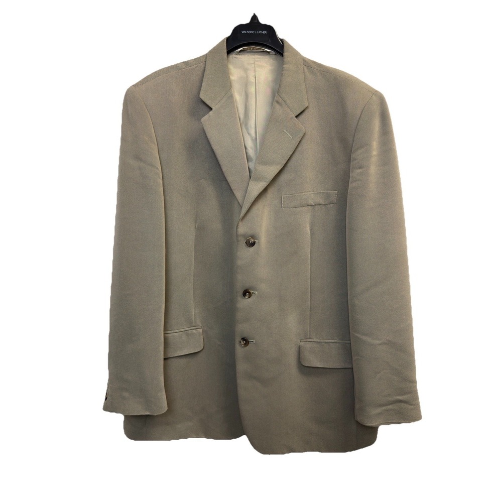 Perry Ellis Blazer Jacket‎ Mens 46XXL Taupe Gray 3 Button Twill Sports Coat